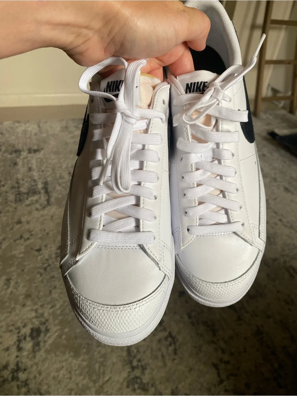 Nike Women’s White Low-Top Platform Sneakers with Black Swoosh